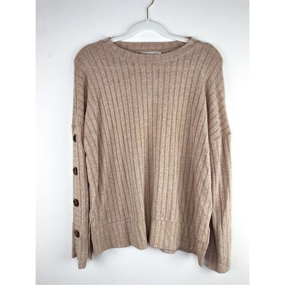 Anthropologie Saturday Sunday Women’s Size XS Ribbed Button Sleeve Pullover Swea - Picture 1 of 11